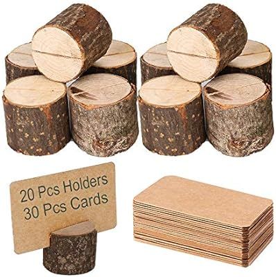 Toncoo Wood Place Card Holders, 20Pcs Premium Rustic Table Number Holders and 30Pcs Kraft Table P... | Amazon (US)