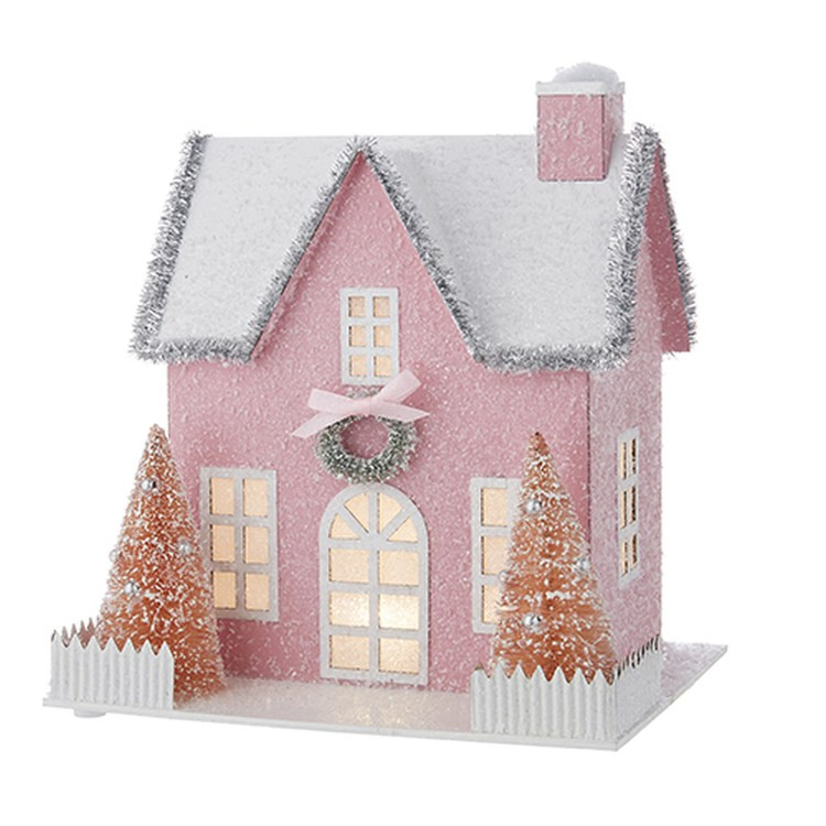 Raz Imports 2022 Collected Christmas 9.25" Pink Lighted Paper House - Walmart.com | Walmart (US)