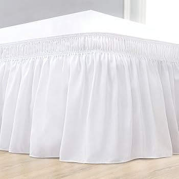 Biscaynebay Wrap Around Bed Skirts for Queen Beds 22" Long Drop, White Adjustable Elastic Dust Ru... | Amazon (US)