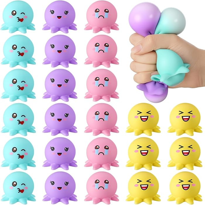 Meooeck 24 Pcs Octopus Stress Balls for Adults Mini Octopus Stretchy Fidget Ball Animal Squeeze B... | Amazon (US)