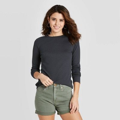 Women's Long Sleeve Slim Fit Rib T-Shirt - Universal Thread™ | Target