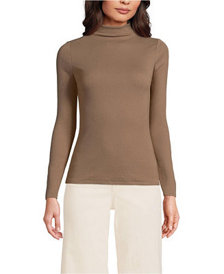 Women's Drapey Rib Skimming Long Sleeve Mock Neck | Macy's