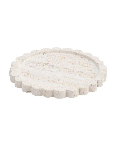 12in Fluted Travertine Tray | TJ Maxx