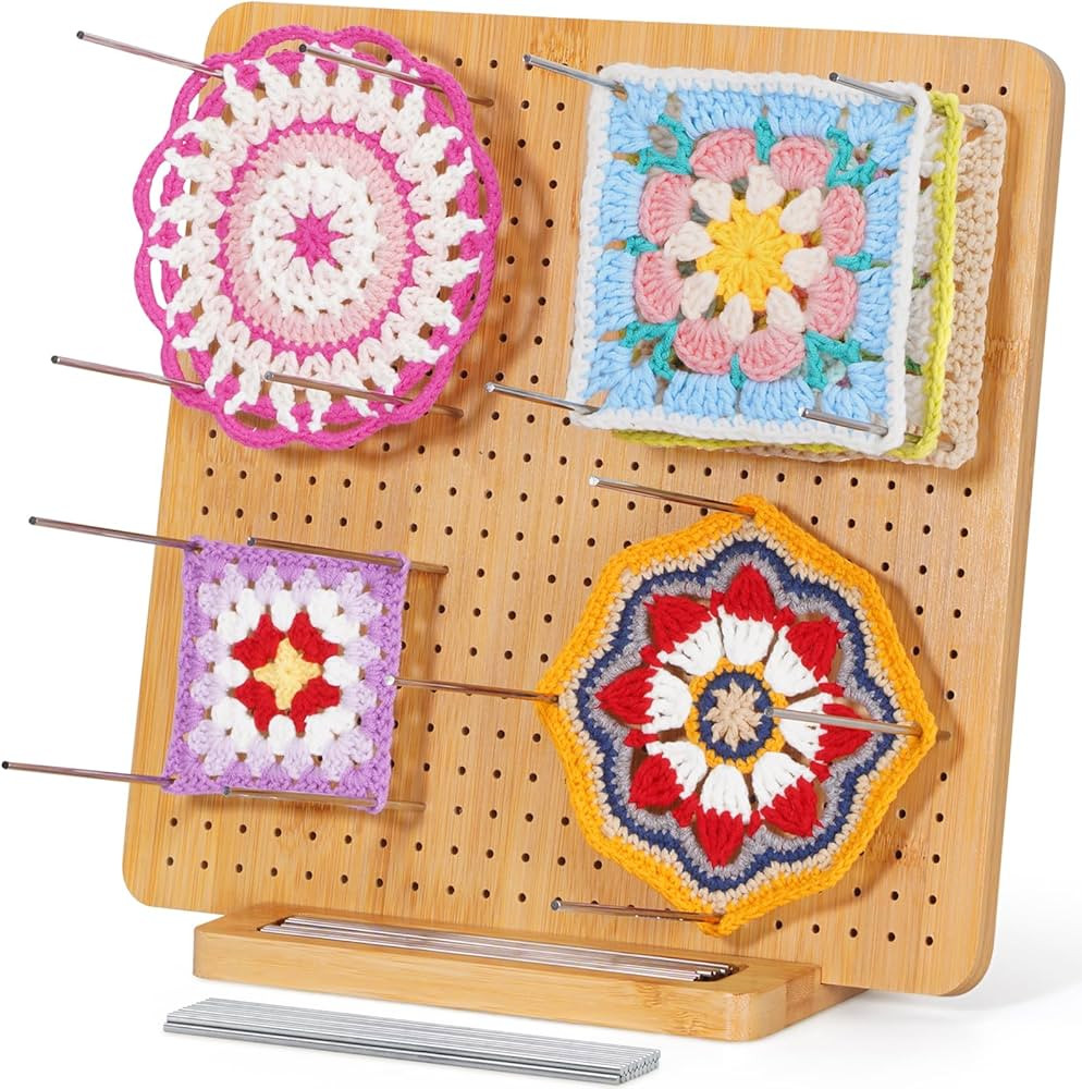 Lifewit 11.8" Crochet Blocking Board with 20 Pegs, Bamboo Granny Square Blocking Board for Knitti... | Amazon (US)