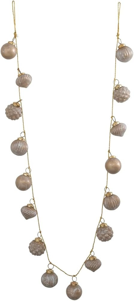 Creative Co-Op Embossed Mercury Glass Ball Ornament Garland, Marbled Taupe (72 Inch) | Amazon (US)