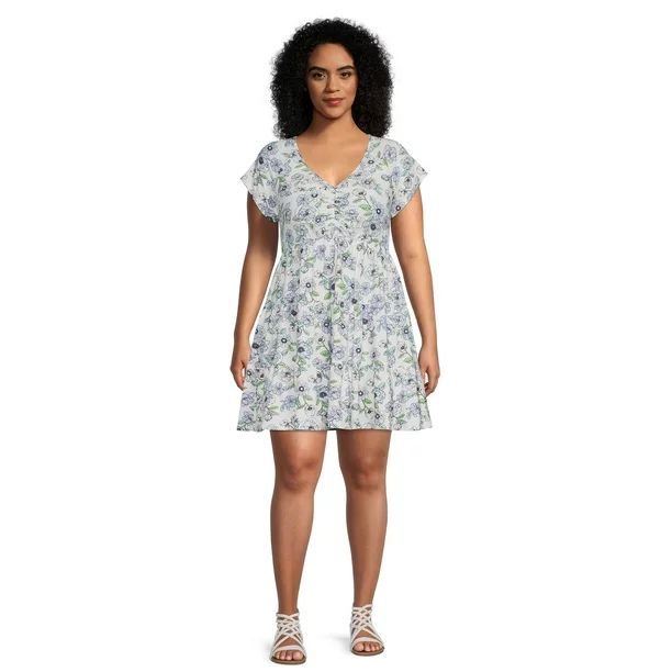 No Boundaries Juniors Plus Size Cinched Front Babydoll Dress | Walmart (US)