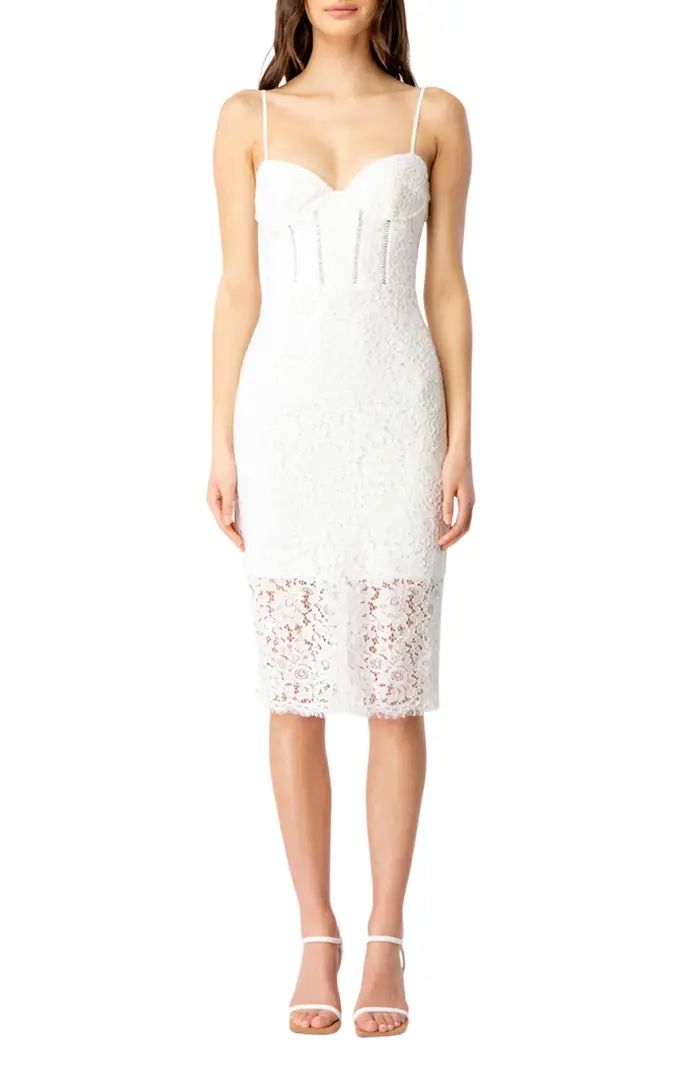 Bardot Brielle Embroidered Lace Cotton Blend Midi Dress | Nordstrom | Nordstrom