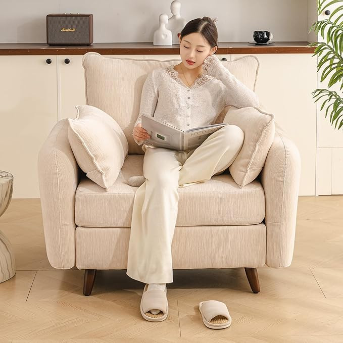 Oversized Accent Chair with Seats Storage,Comfy Living Room Chairs with 2 Throw Pillow,Upholstere... | Amazon (US)