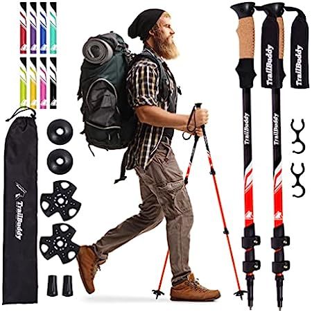Cascade Mountain Tech Trekking Poles - Aluminum Hiking Walking Sticks with Adjustable Locks Expandab | Amazon (US)