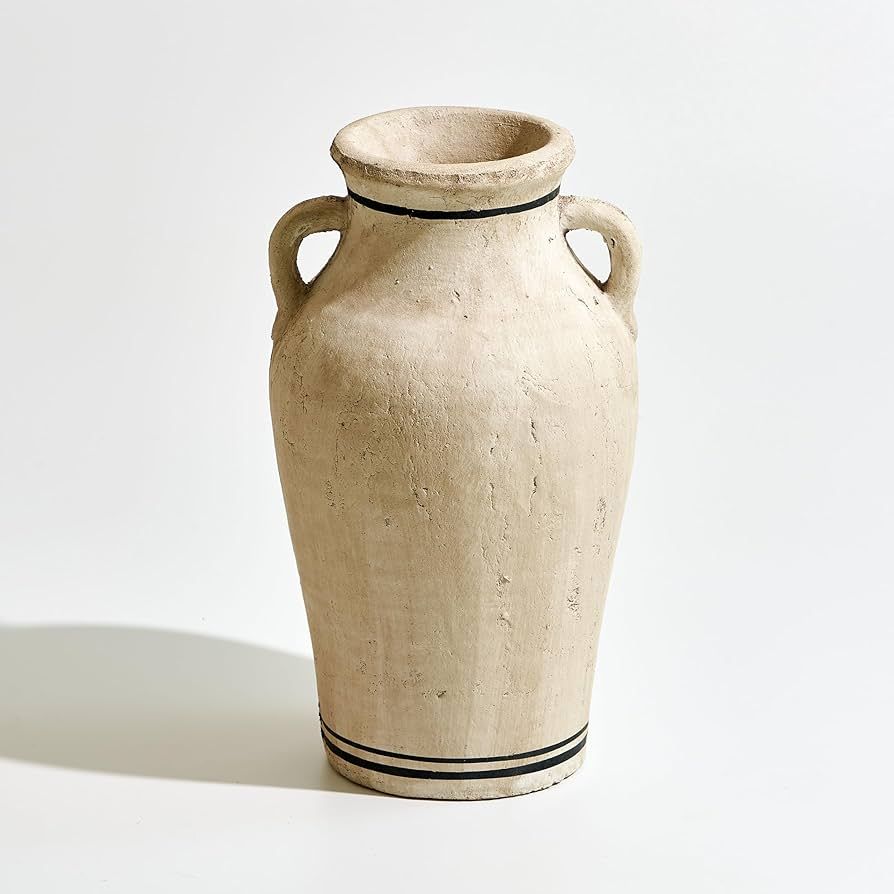 Ceramic Rustic Vase, Terra Cotta Pitcher Vase, Distressed Farmhouse Decor, Pottery Decorative Flo... | Amazon (US)