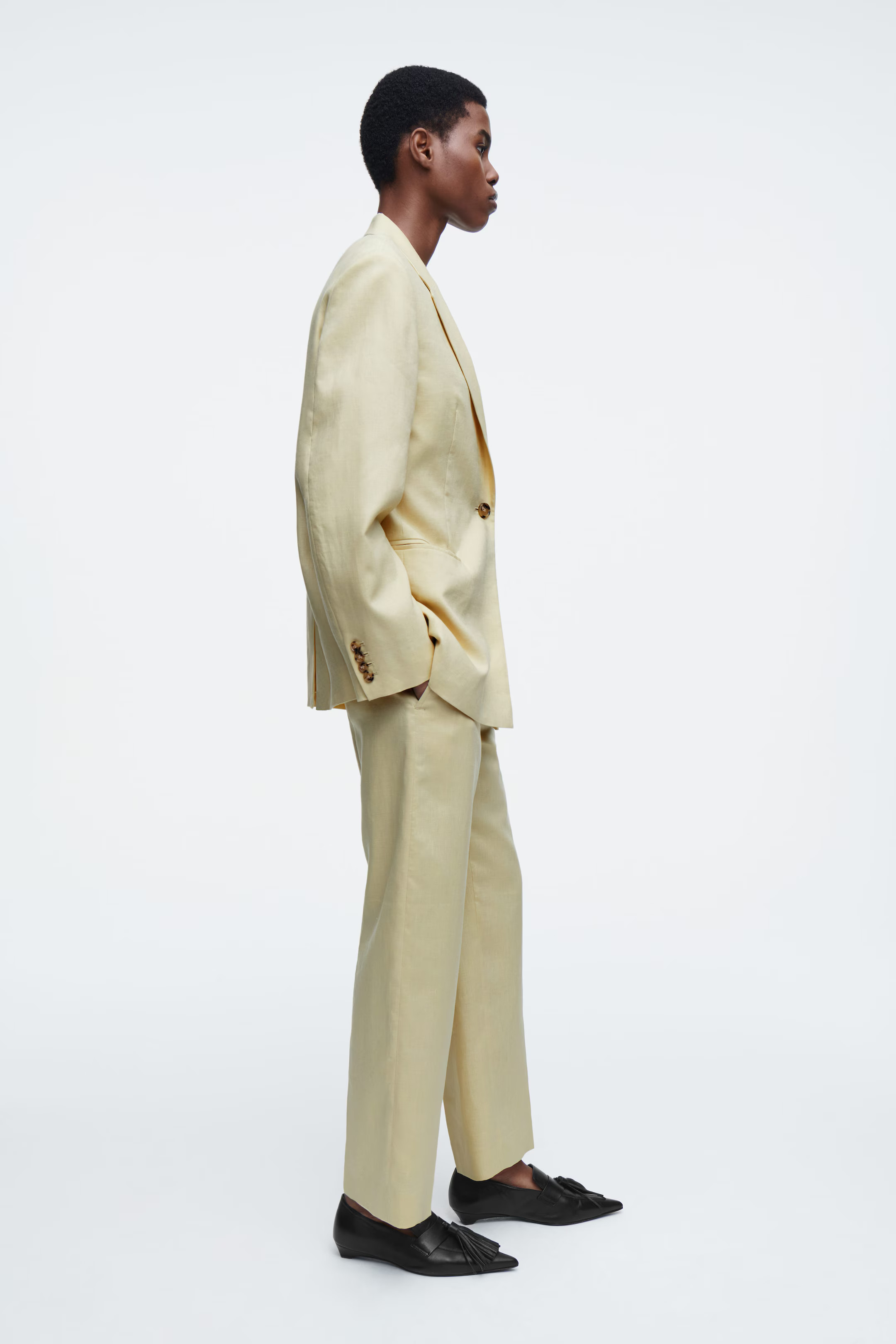 LONGLINE LINEN BLAZER - BUTTER YELLOW | COS (EU)