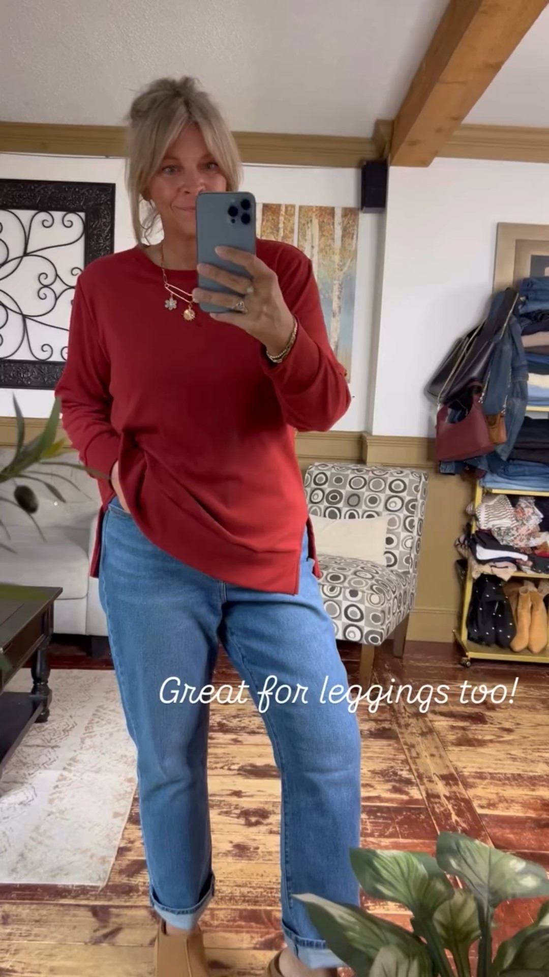 Great for leggings too! Super soft tunic sweatshirt size xl; jeans size 14

#LTKootd #LTKMidsize #LTKSaleAlert