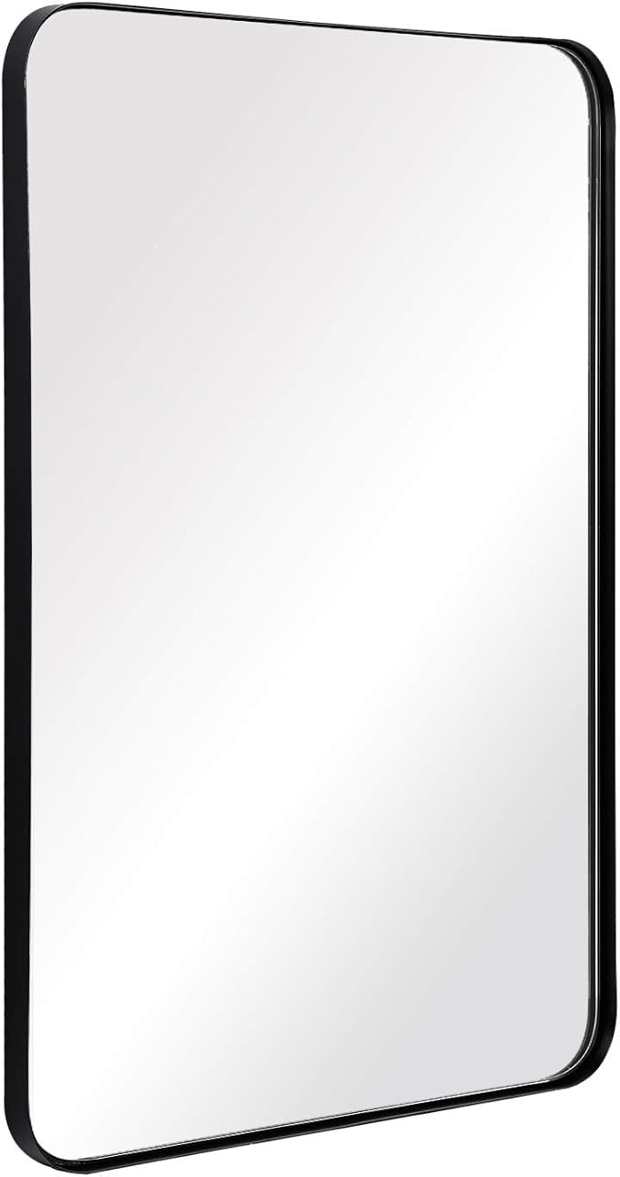 ANDY STAR Wall Mirror for Bathroom, 24x36 Inch Black Bathroom Mirror, Stainless Steel Metal Frame... | Amazon (US)