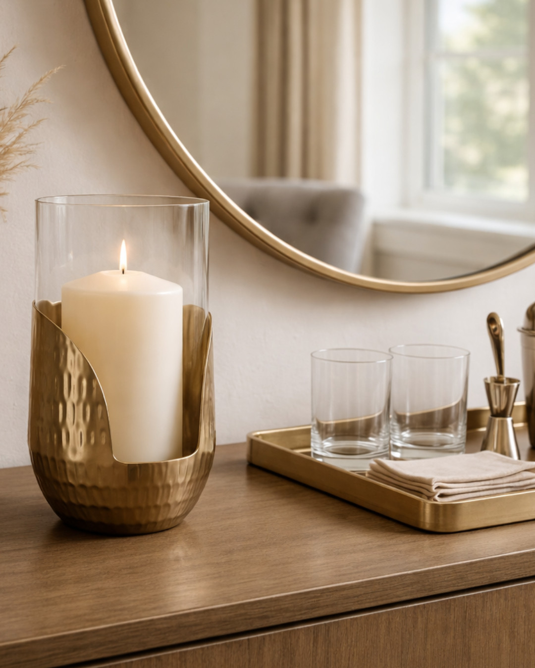 HAMMERED BRASS CANDLE HURRICANE — ELEVATED & TIMELESS! This GLASS + BRASS HURRICANE instantly adds warmth and a high-end glow to any console or nightstand. It’s the perfect layered accent for a LUXURY, NEUTRAL space.

#Amazon #TheHillaryStyle #AmazonHome #BrassDecor #CandleHolder #NeutralHome #LuxuryForLess #HomeStyling #DesignerLookForLess #ModernOrganicDecor 

 #LTKU #LTKOver40 #LTKHome