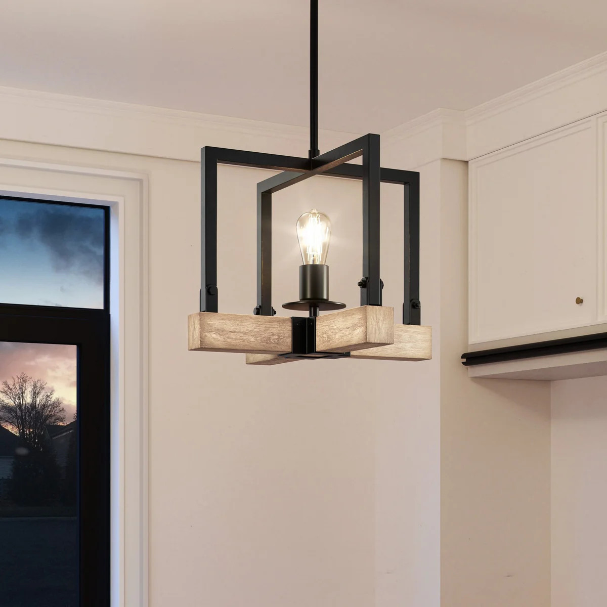 UFS2003 Modern Farmhouse Pendant, 11''H x 11''W, Matte Black & White Ash Finish, Broadway Collect... | Urban Ambiance, Inc.