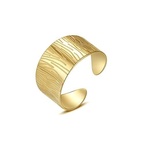 14K Gold Plated Adjustable Ring Handmade Gold Rings Chunky Statement Rings for Women Men | Amazon (US)