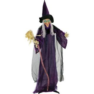 6 ft. Animatronic Talking Witch with Broomstick Halloween Prop, w/Rotating Body for Indoor/Outdoo... | The Home Depot