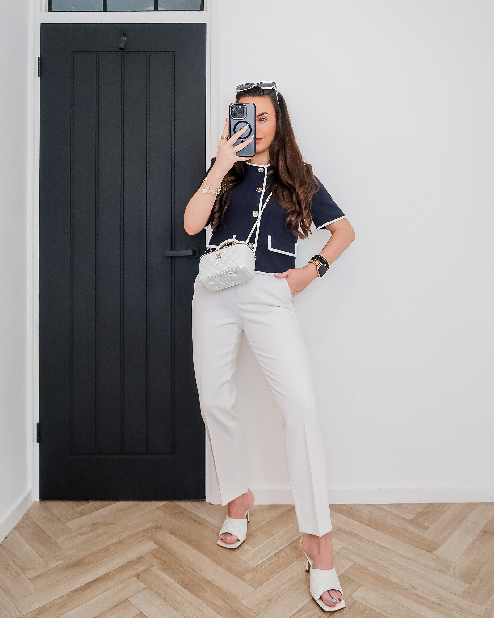 Zara short sleeve blazer navy contrast trim, white tuxedo trousers Zara, Chanel vanity bag white, white mule heels, Bottega style mules, black and white sunglasses, smart summer outfit, chic tailoring, neutral summer outfits

Ref: Zara blazer 8507/595



#LTKuk #LTKeurope #LTKspring