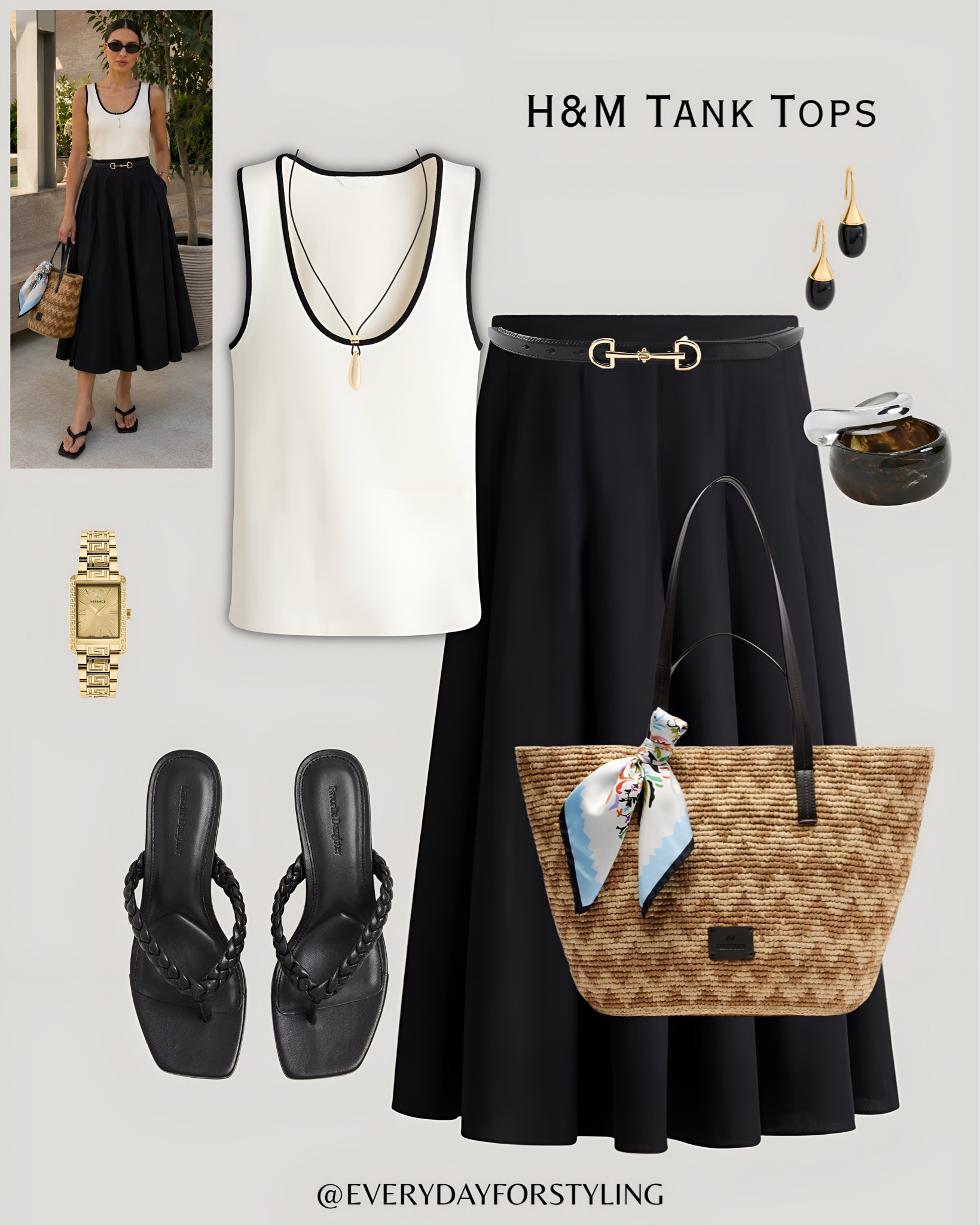 White contrast tank, black midi skirt and a raffia tote — effortless chic in its purest form 🖤

H&M tank top outfits, how to style a tank top, H&M fashion finds 2026, affordable outfit ideas women, tank top styling ideas, H&M basics outfit, elevated basics style, quiet luxury casual looks, tank top with midi skirt, tank top and linen trousers, coastal chic outfits, summer basics wardrobe, chic affordable outfits, H&M summer edit, neutral outfit ideas 2026, effortless everyday style, style inspiration women, outfit ideas 2026, style inspiration women, style inspiration 2026, effortless elegant style, summer outfits, fashion trends 2026, OOTD, simple styling, outfit ideas, casual elegant look, neutral style women, what to wear, how to wear, ways to style, everydayforstyling 

#HMTankTopStyle, #hmNewIn, #SummerOutfitIdeas, #SummerWardrobe2026, #OutfitInspoWomen​​​​​​​​​​​​​​​​


#LTKootd #LTKTravel #LTKSeasonal