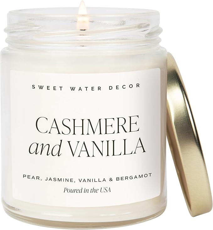 Sweet Water Decor Cashmere and Vanilla Soy Candle - Jasmine, Soft Cashmere, Sandalwood, Vanilla S... | Amazon (US)