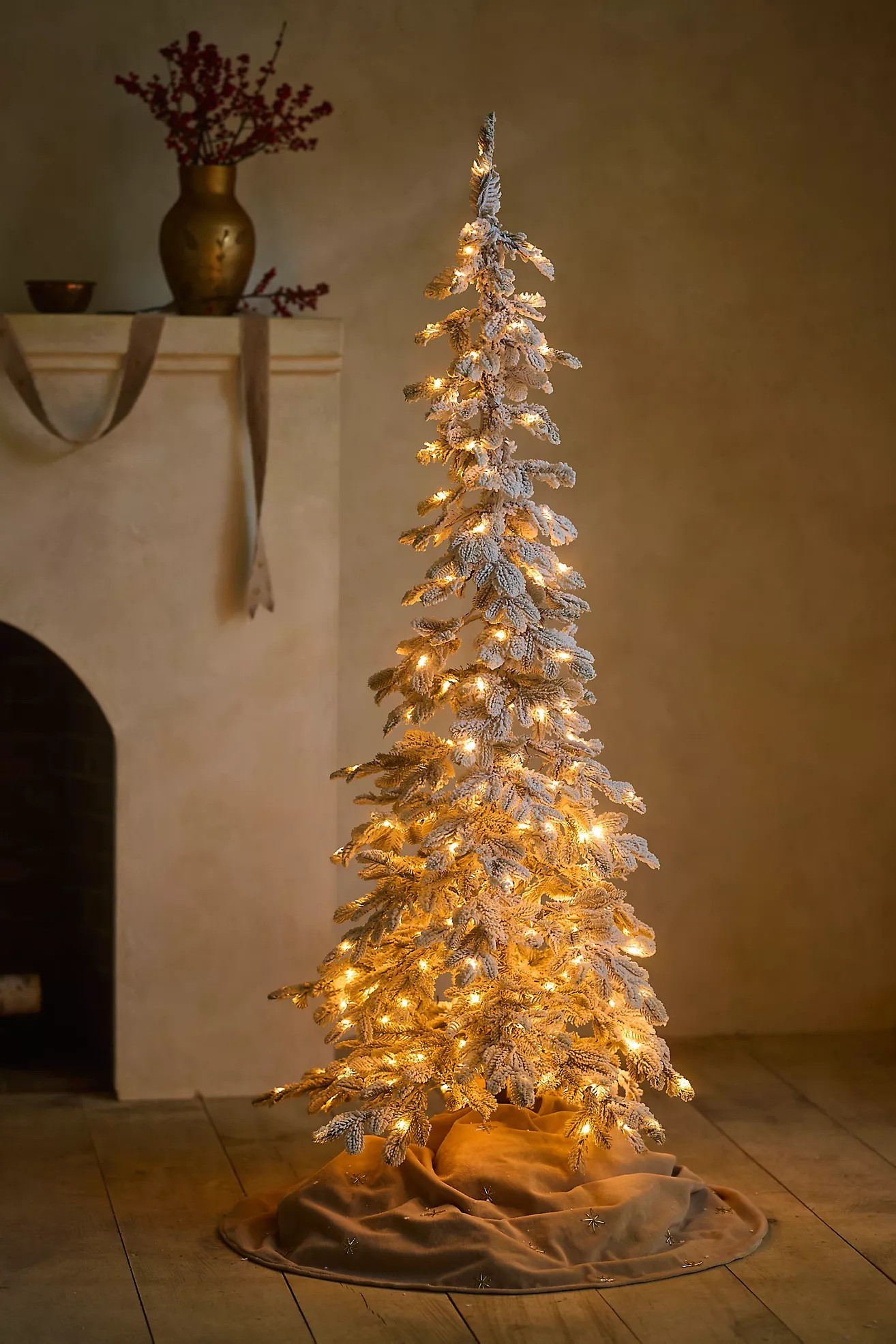 Faux Flocked Pre-Lit Alpine Fir | Anthropologie (US)