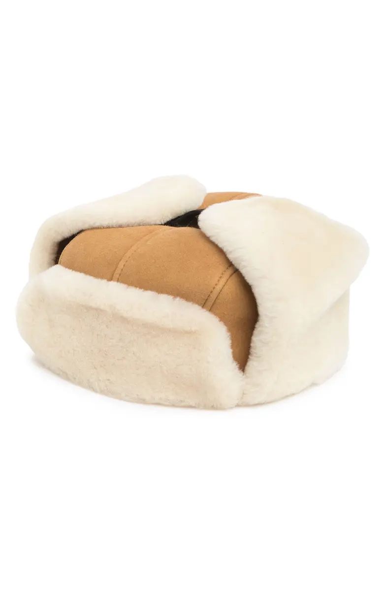 UGG® UGG Suede Genuine Shearling Trapper Hat | Nordstromrack | Nordstrom Rack