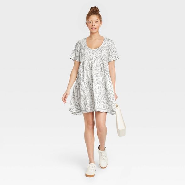 Women's Flutter Short Sleeve Tiered Dress - A New Day™ | Target