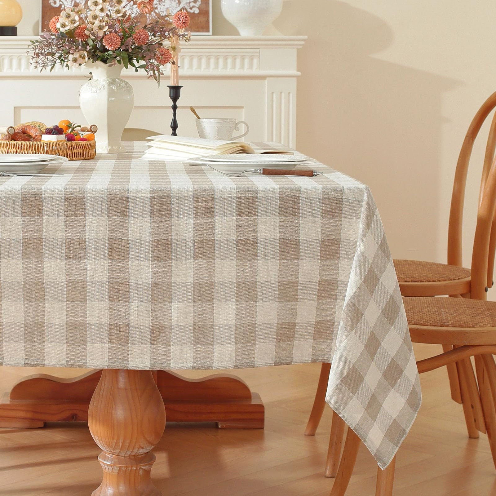 Checkered Tablecloth Rectangle Washable Buffalo Plaid Table Cloth Cotton Linen Gingham Table Cove... | Amazon (US)