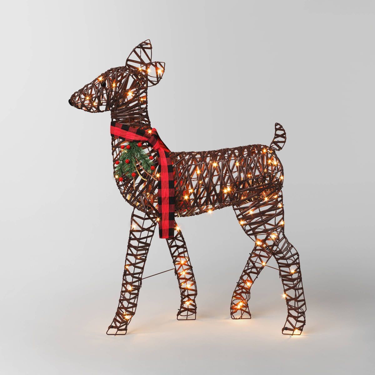 LED 37" Faux Rattan Doe Christmas Novelty Sculpture Light Warm White - Wondershop™ | Target