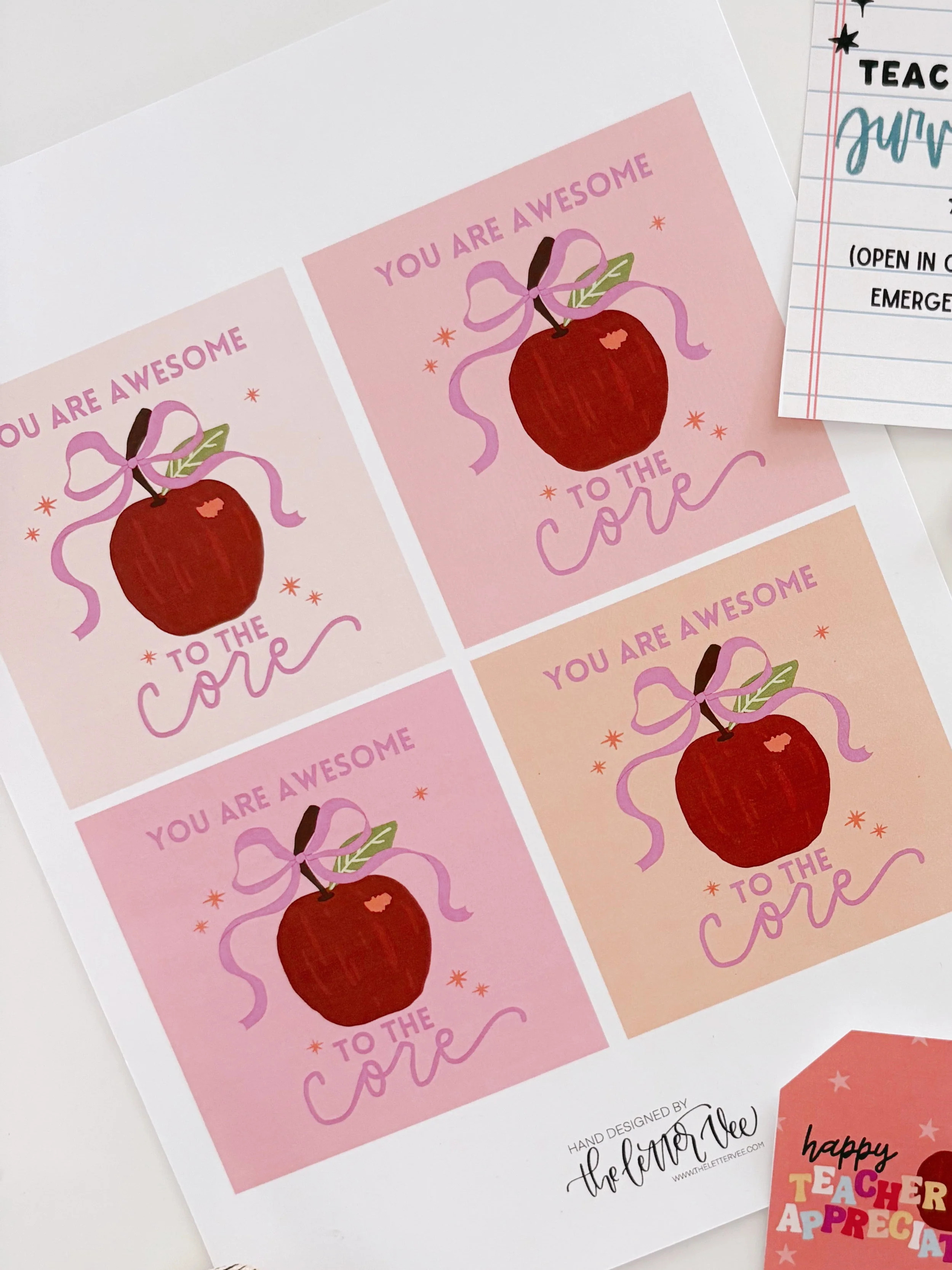You are Awesome to the Core | Teacher Appreciation Tags | The Letter Vee