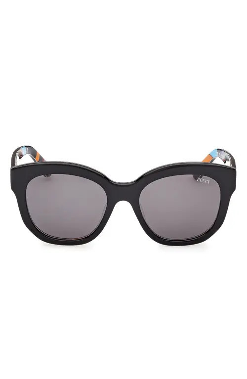 Emilio Pucci 53mm Geometric Sunglasses in Black/iride Pattern/smoke at Nordstrom | Nordstrom