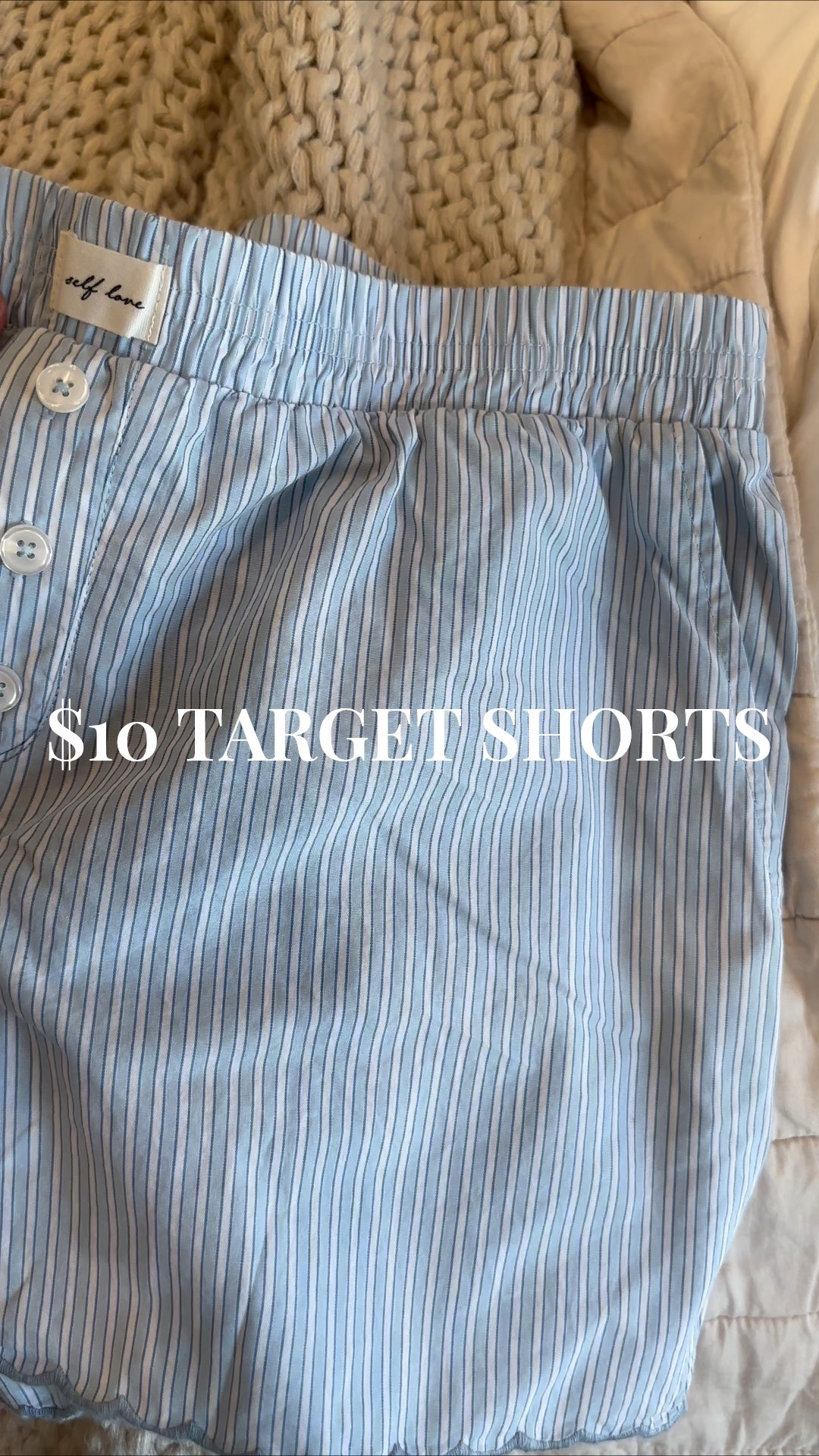 Shorts: medium

If you’ve been wanting to try the boxer shorts trend, now is the time! These are on sale for $10 right now at Target. The scalloped detail elevates them a little so they look a little more dressed up. Perfect for casual spring and summer wear