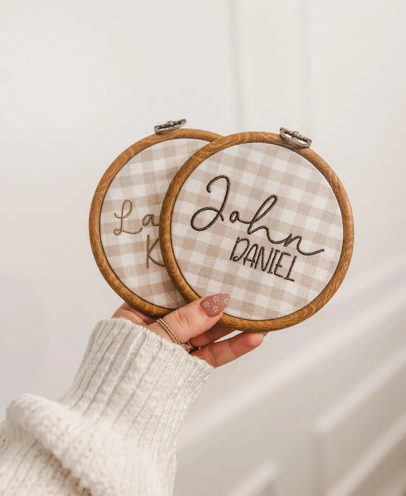 Personalized Baby Name Announcement Sign: Gingham Nursery Decor | Etsy (US)