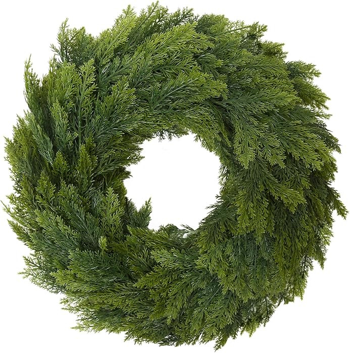 Joyhalo 26" Realistic Christmas Cedar Wreaths for Front Door, Real Touch Norfolk Pine Wreath Arti... | Amazon (US)