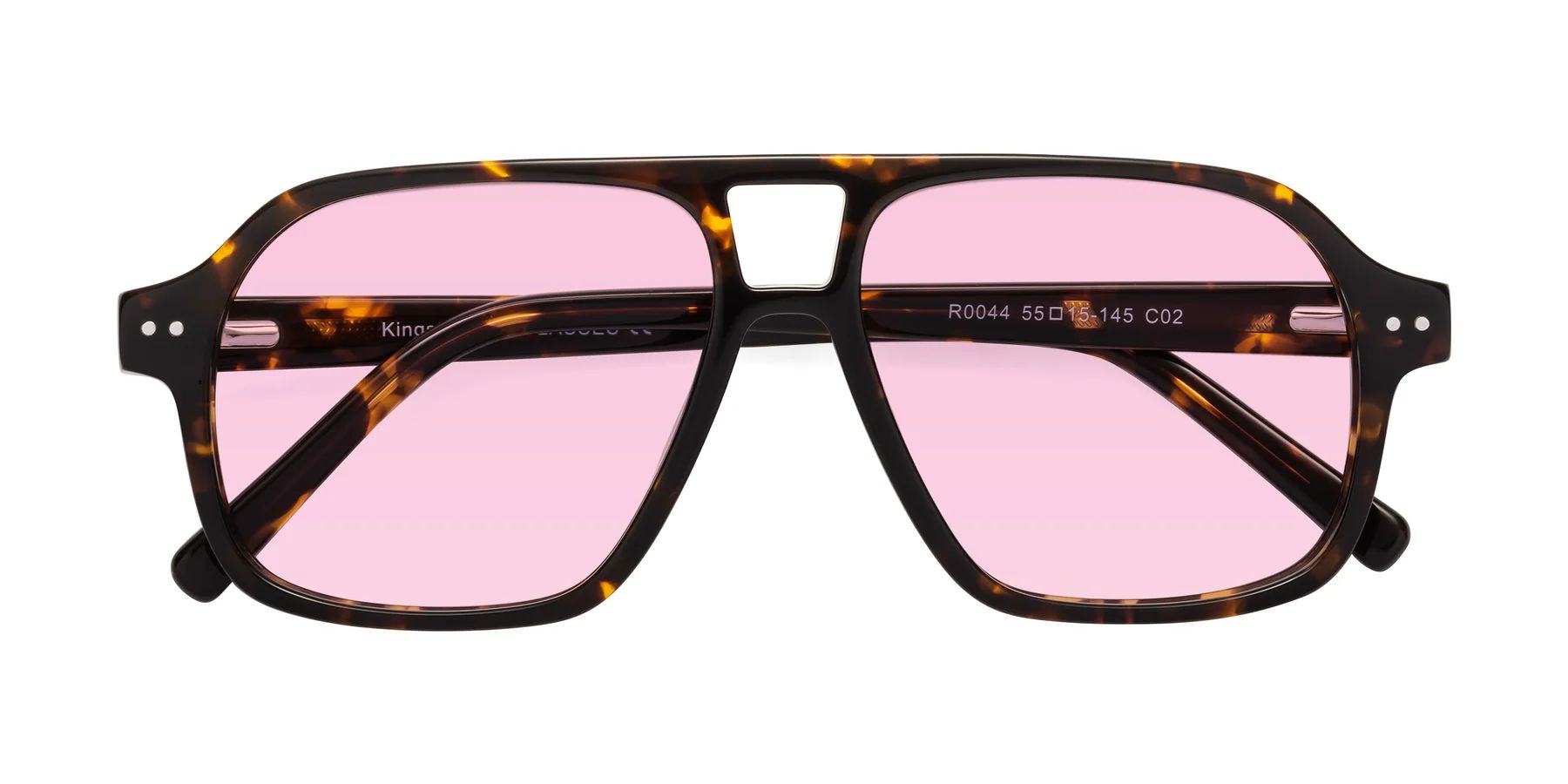 Tortoise Grandpa Oversized Aviator Tinted Sunglasses with Light Pink Sunwear Lenses - Kingston | Yesglasses