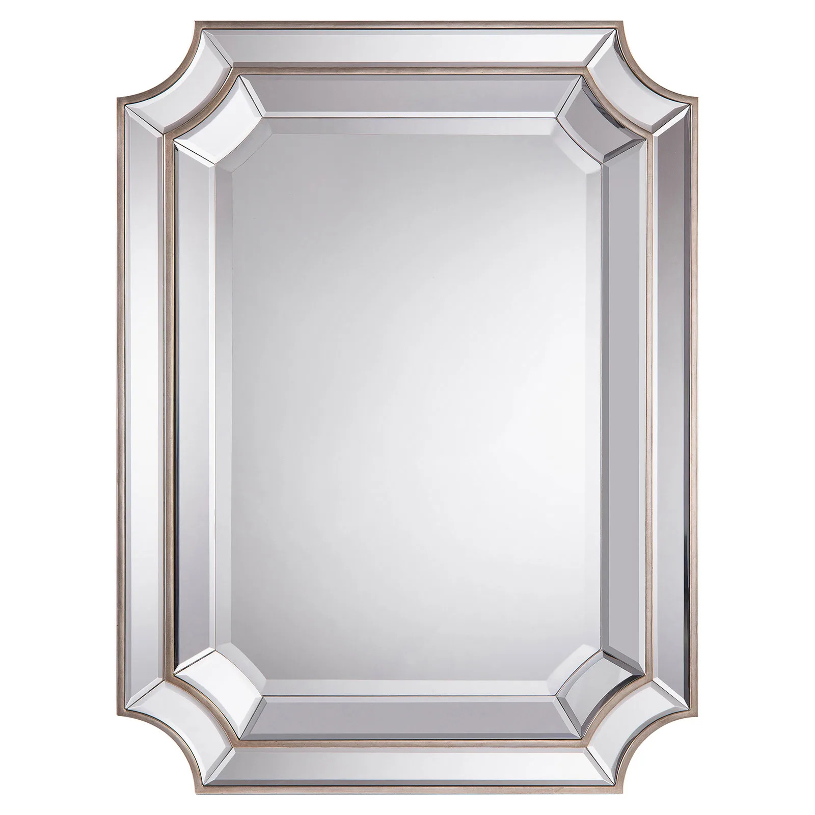 John-Richard Antoinette Regency Double Tiered Beveled Edge Silver Wall Mirror | Kathy Kuo Home