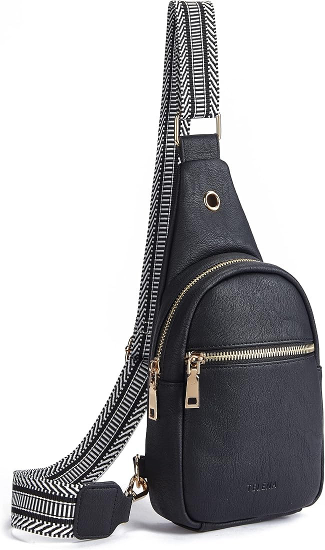 Telena Small Sling Bag for Women Leather Crossbody Fanny Packs Chest Bag for Women | Amazon (US)