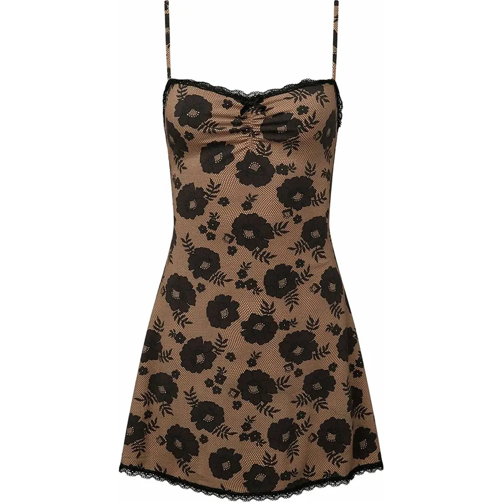 WeWoreWhat Lace Trim Slip Dress in Nude/black at Nordstrom, Size Small | Nordstrom