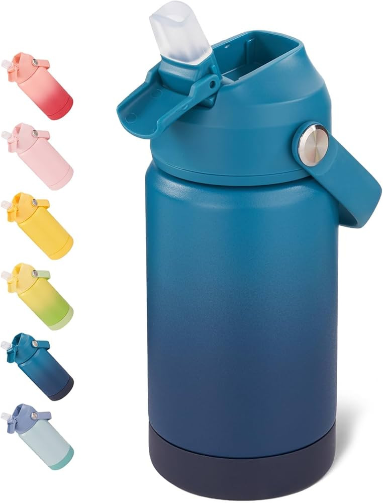 12 oz Water Bottle, Kids Water Bottles for School, Toddler Water Bottle with Straw & Handle, 304 ... | Amazon (US)