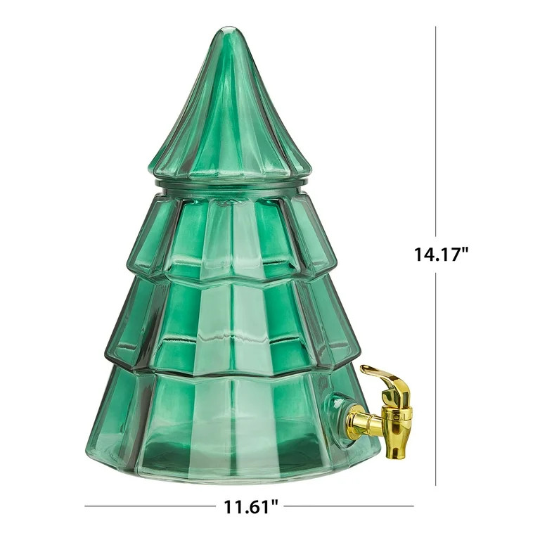 Holiday Time 1.5-Gallon Glass Christmas Tree Drink Dispenser with Lid, Green | Walmart (US)