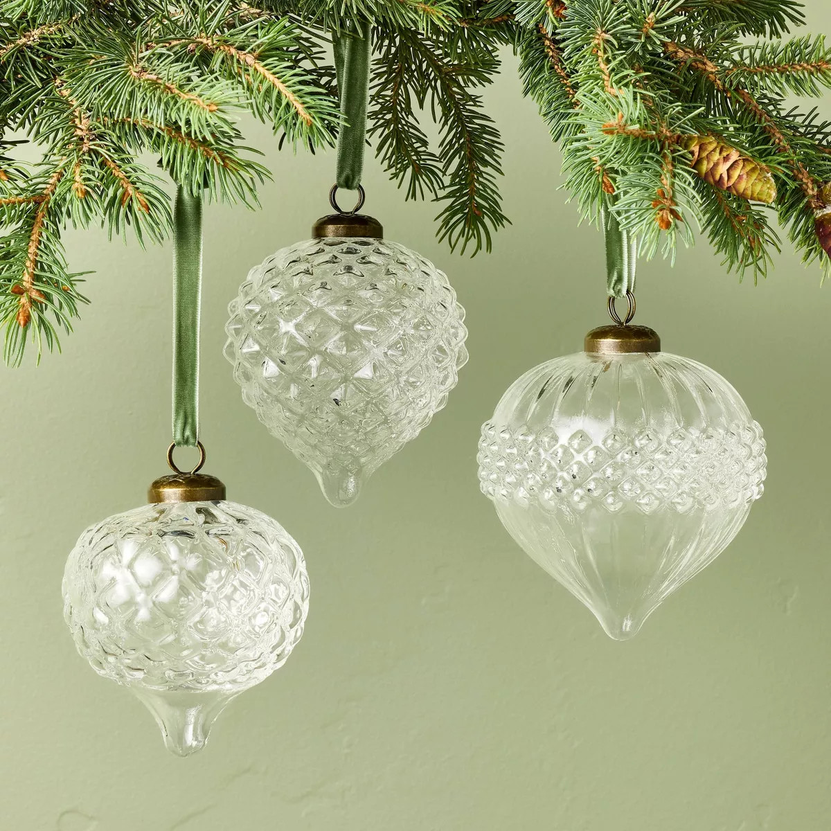 Ornate Glass Bulb Christmas Tree Ornaments (Set of 3) - Hearth & Hand™ with Magnolia | Target