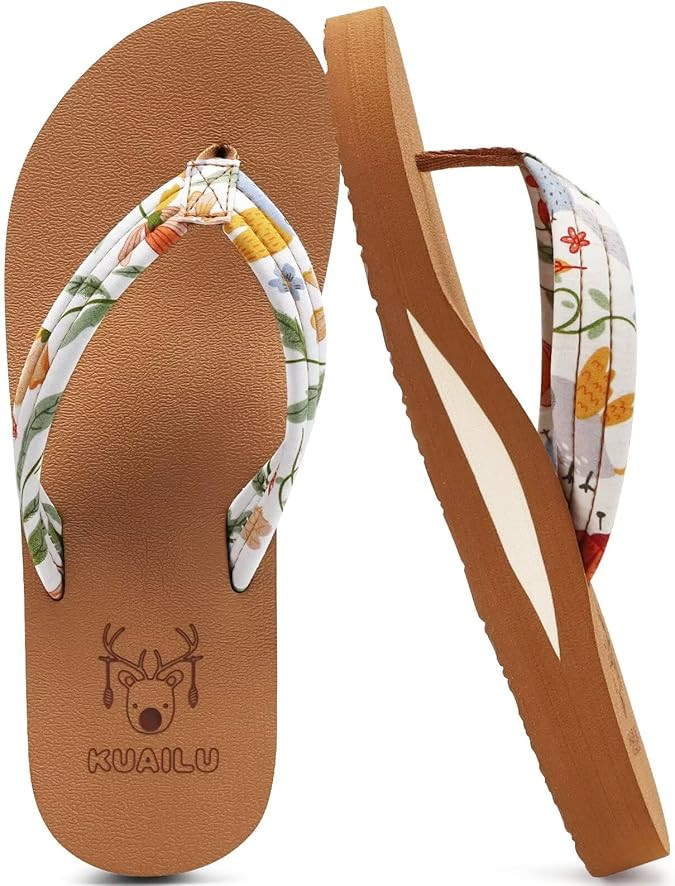 Amazon.com | KuaiLu Womens Yoga Mat Flip Flops Comfortable Arch Support Ladies Summer Beach Pool ... | Amazon (US)
