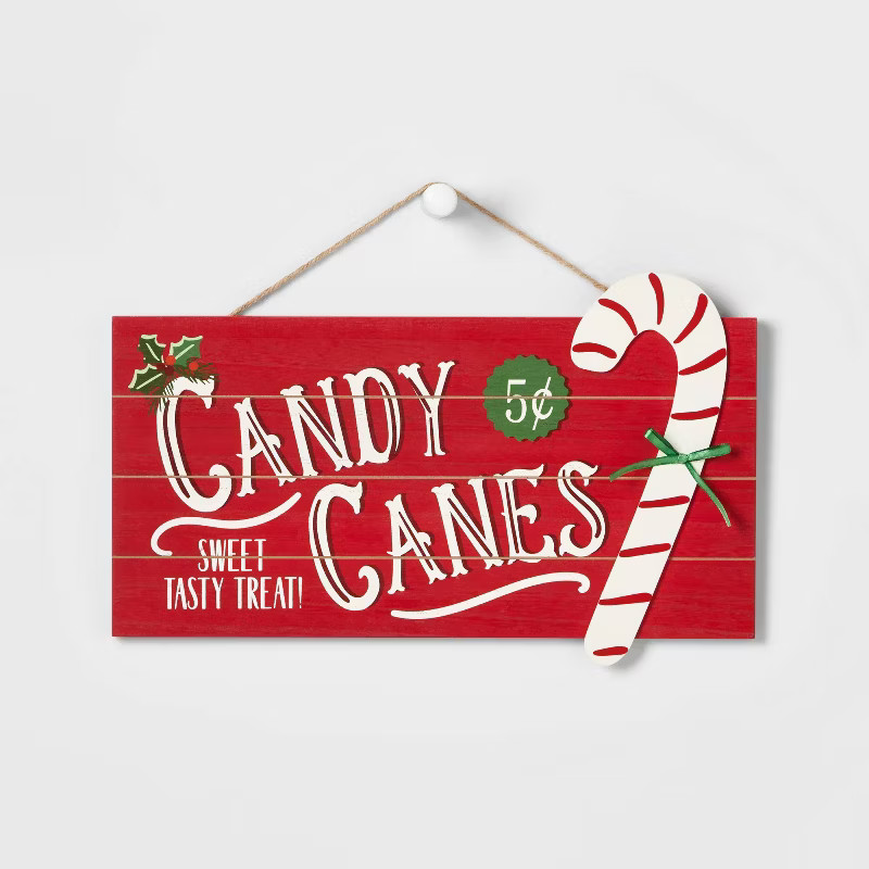 16" Candy Cane Wood Wall Sign - Wondershop™ | Target