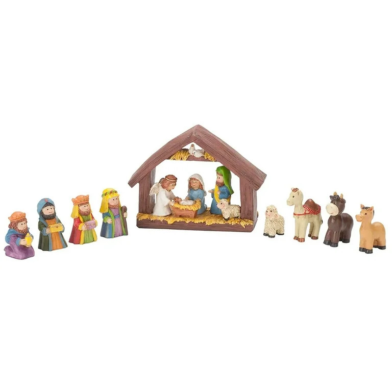 Holiday Peak Handpainted Resin Tabletop Nativity Scene - Set Includes 5"x6" Manger, Plus 8 Nativi... | Walmart (US)