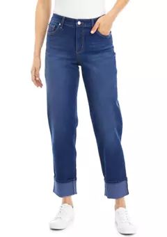 Women's Crop Wide Cuff Jeans | Belk