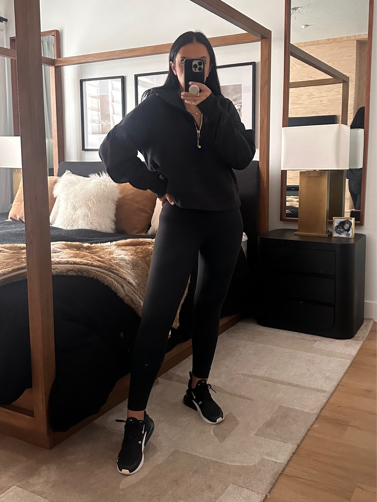 lululemon Align™ High-Rise Ribbed Pant 25" wearing size medium. Scuba Oversized Half-Zip Hoodie wearing size medium. 