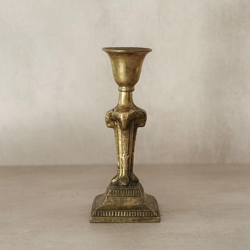 Vintage Solid Brass Ram Head Candlestick Holder - Etsy | Etsy (US)