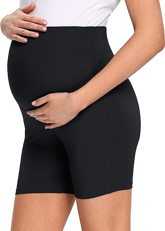 fitglam Women's Maternity Biker Shorts Over The Belly Pregnancy Workout Lounge Pajamas Shorts Ins... | Amazon (US)