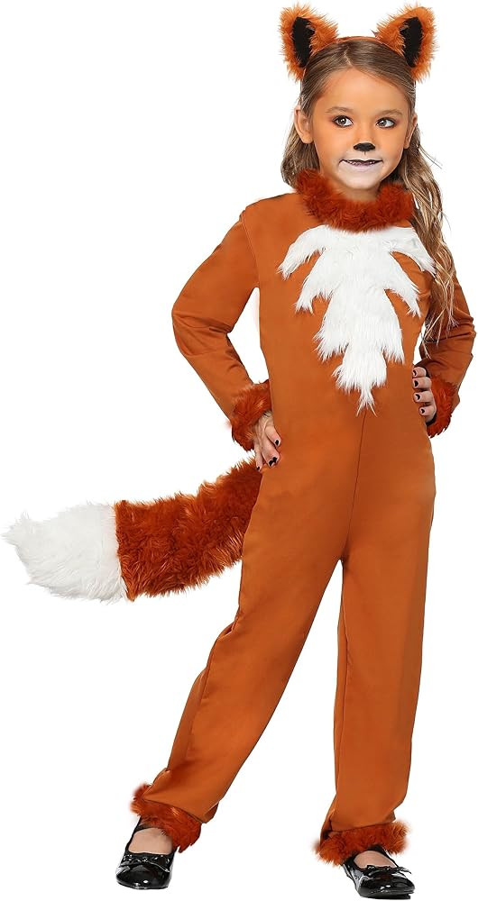 Girls Sly Fox Costume with Headband - Kids Woodland Animal Jumpsuit - Child Animal Halloween Cost... | Amazon (US)