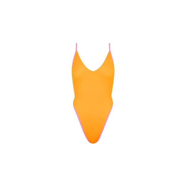 Plunge Cross Back One Piece - Peach Pop | Kulani Kinis US